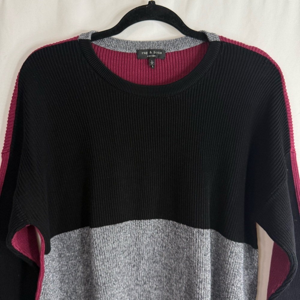 Rag & Bone Jenna Pullover Oversized Colorblock Cotton Tunic Sweater, size S - Picture 4 of 9